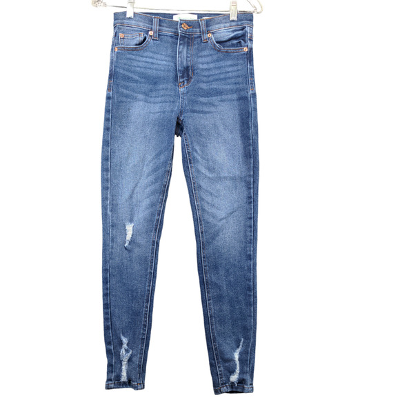 Regeneration by Celebrity Pink Women's Jeans Blue 3/26 Distressed Skinny Denim - Picture 1 of 12